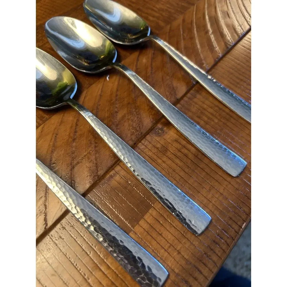 Wallace Continental Hammered Handle Set of 4 Dinner Spoons 18/10 Stainless Steel